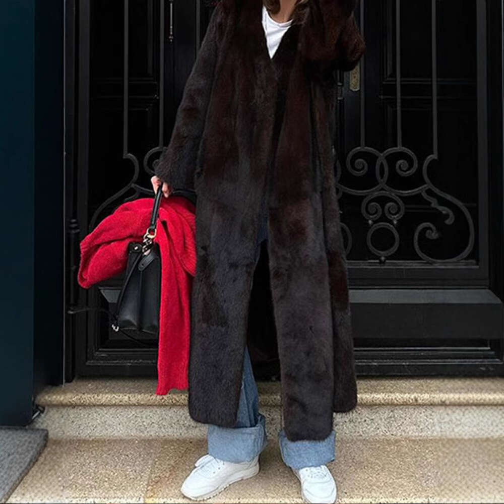 shanshi fur coat women autumn winter new solid color jacket long mink fur warm comfortable fashionable and casual