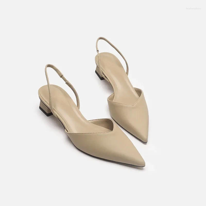 Sandals Women 2024 Summer Pointed Toe Ladies Thick Heel Autumn Women's Shoes Fashion Plus Size Mules