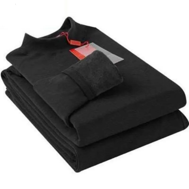 Two Pieces Warm Casual Men Pajama Sets Solid Color Round Neck Thickened Fleece High Quality Winter Autumn Underwear 241111