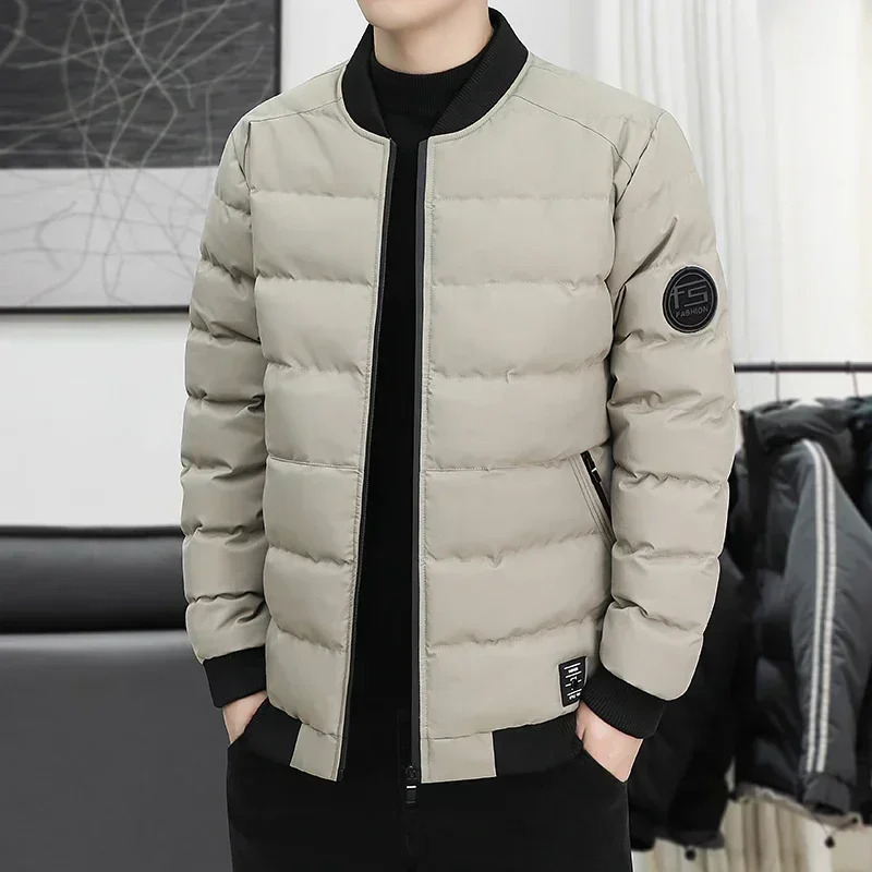 Winter Male Coat Casual Allmatch Thickened Baseball Collar Windproof Parka Men Fashion Lightweight Padded Jackets 241111