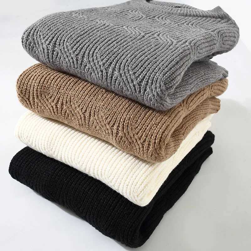 High Quality Winter/Autumn High Quality Fashion Round Neck Sweater for Mens Casual Loose Warm Sweater for Mens Foldable Solid Color M-3XL T241111