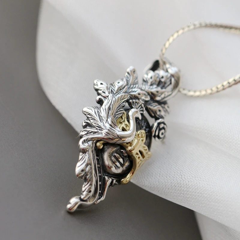 925 sterling silver vintage style charm flower Peafoil makeup mask pendant essential for womens fashion and trendy parties 241108