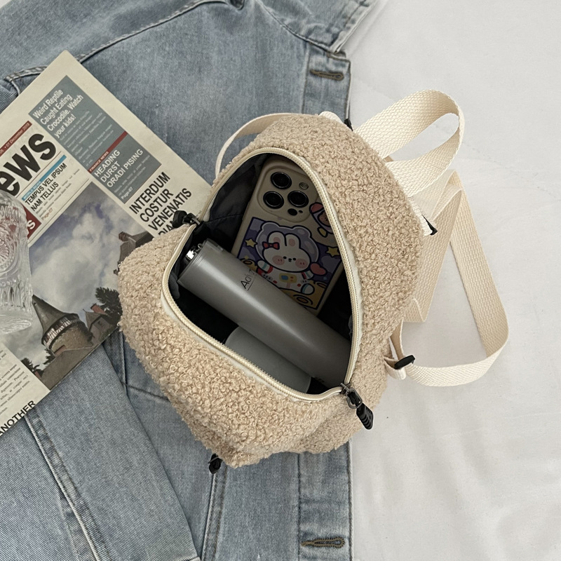 Sac à bandoulière en tissu peluche pour femme, petit sac à main en laine d'agneau, fourrure moelleuse, créateur de mode, initié, femme, hiver, no