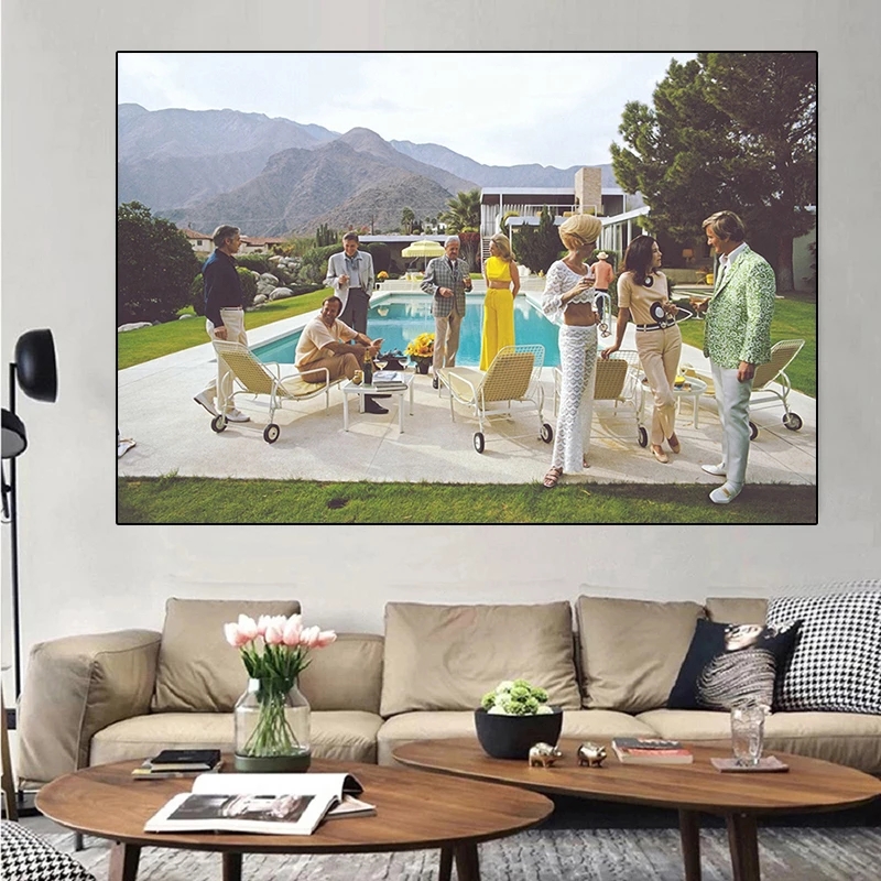 Vintage Photography By Slim Aarons Canvas Painting Poolside Glamour 1970s Poster and Print Wall Art Pictures Living Room Decor