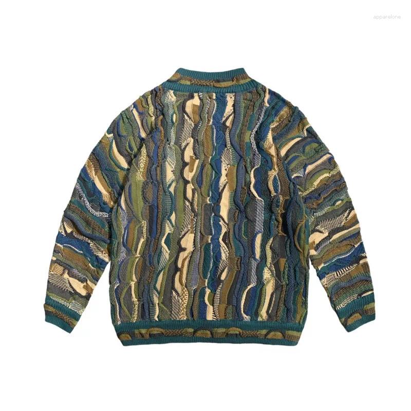 Mens Sweaters HKSH Autumn Winter Tide Vintage Heavy Industry Patterned Jacquard Three-dimensional Wave Pullover Chic Sweater HK3194
