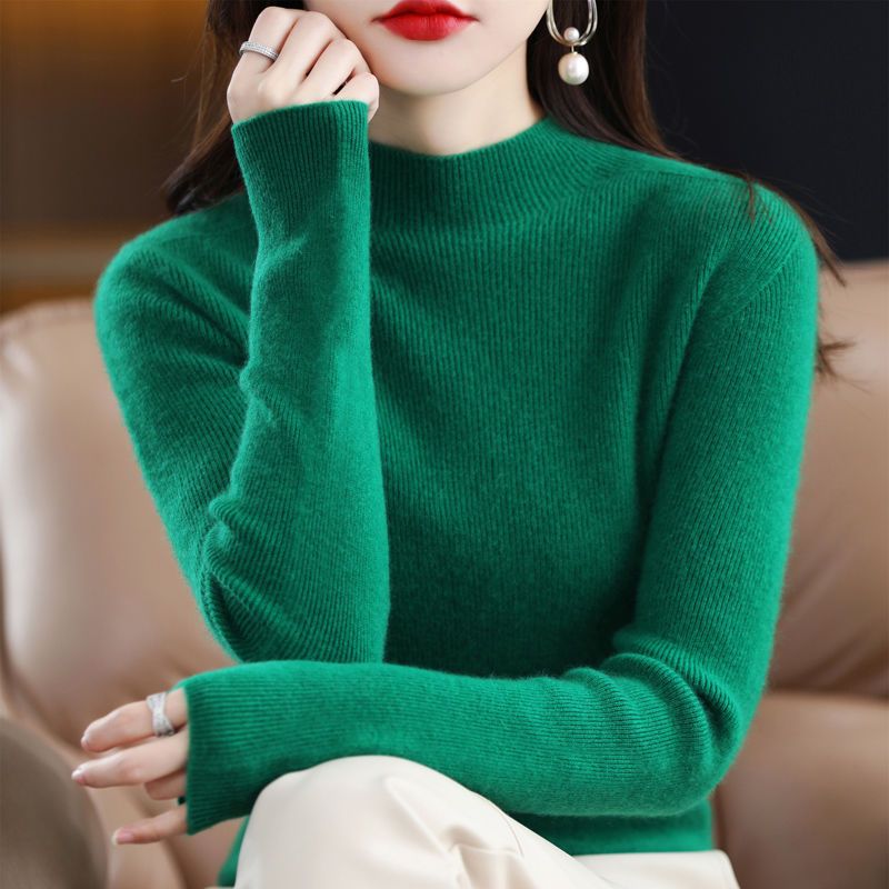 Sweaters Pullover Women half high collar bottoming shirt with long sleeves autumn and winter solid sweater knit sweater female