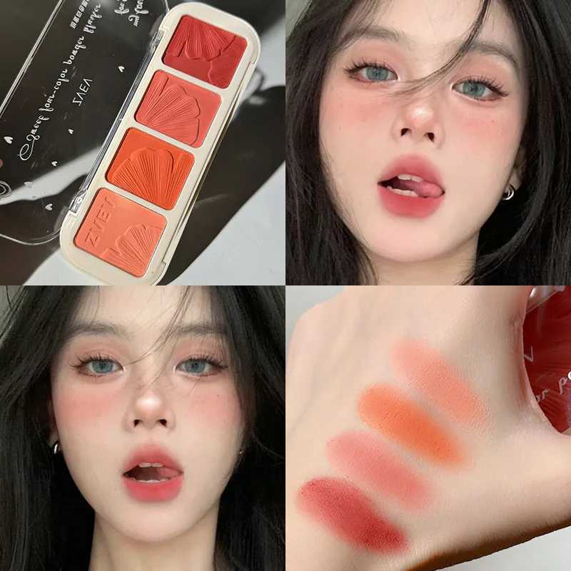 4 Color Blusher Powder Palet Face Rubores Blush Purple Contouring Highlighter Shading Palette Natural Illuminators Korean MakeupXJ241111