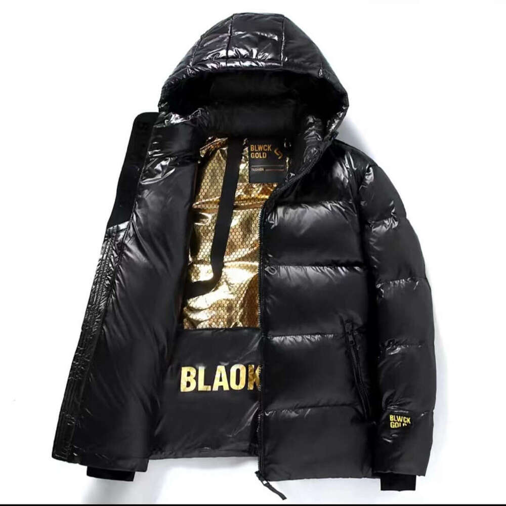 Down 2024 Winter New Business Casual Hooded Men's Black Gold Warm Trendy Jacket Women