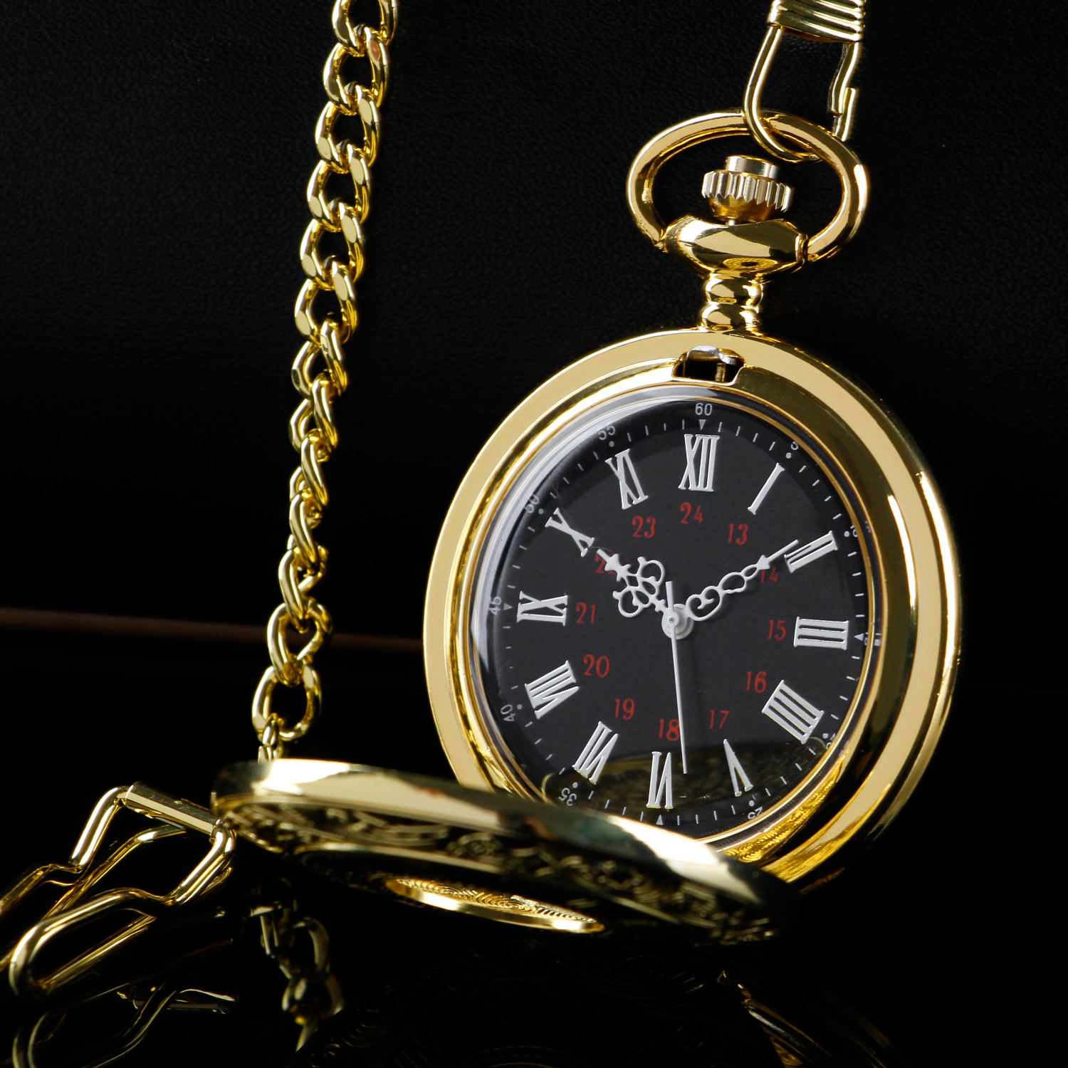 Vintage All Hunter Gold/Black/Brown/Silver Quartz Pocket Watch Steampunk Roman Numerals Scale Pocket FOB Watch Dropshipping