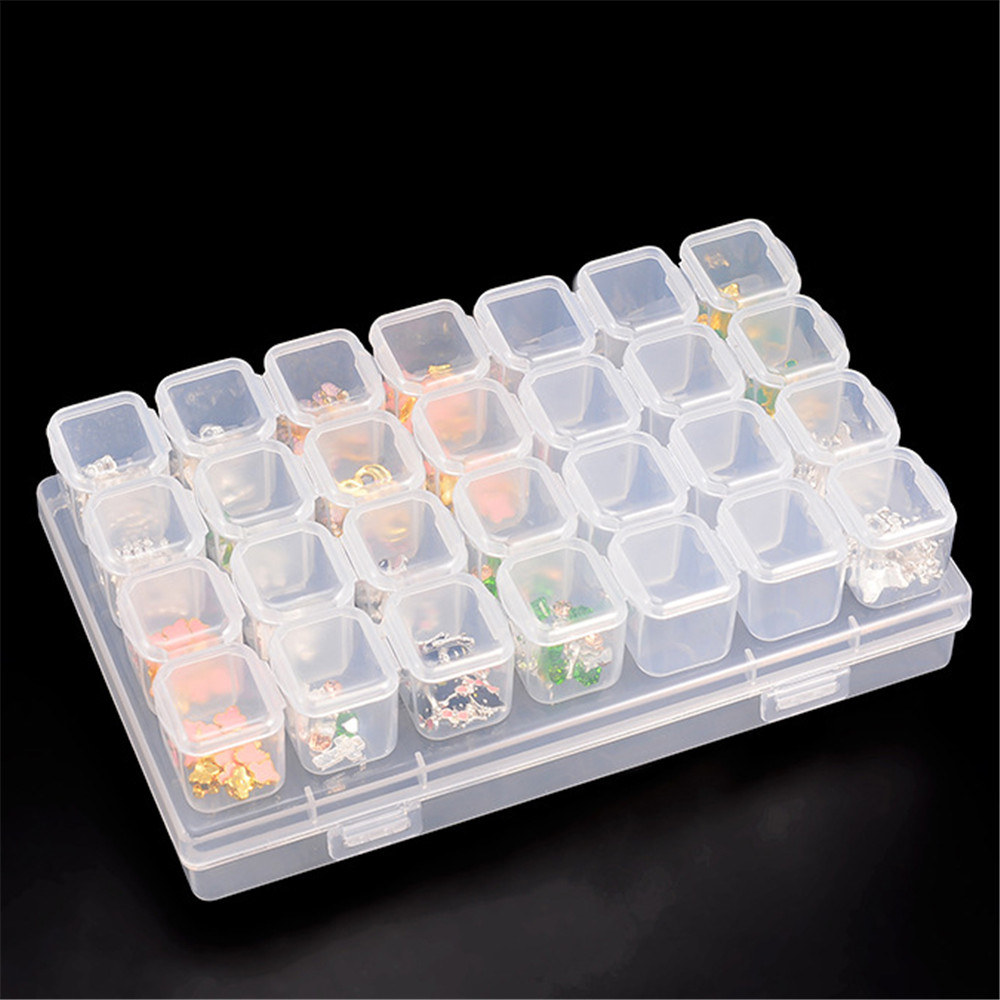 28 Slots Plastic Storage Box Diamond Painting Kits Nail Art Rhinestone Tools Beads Storage Boxes Case Organizer Holder Sale