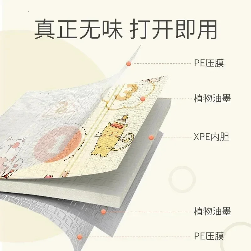 Baby Folding Crawling Activity Mat Kids Cartoon Waterproof Game Carpet Doublesided Childrens Soft Foam Pad 240411