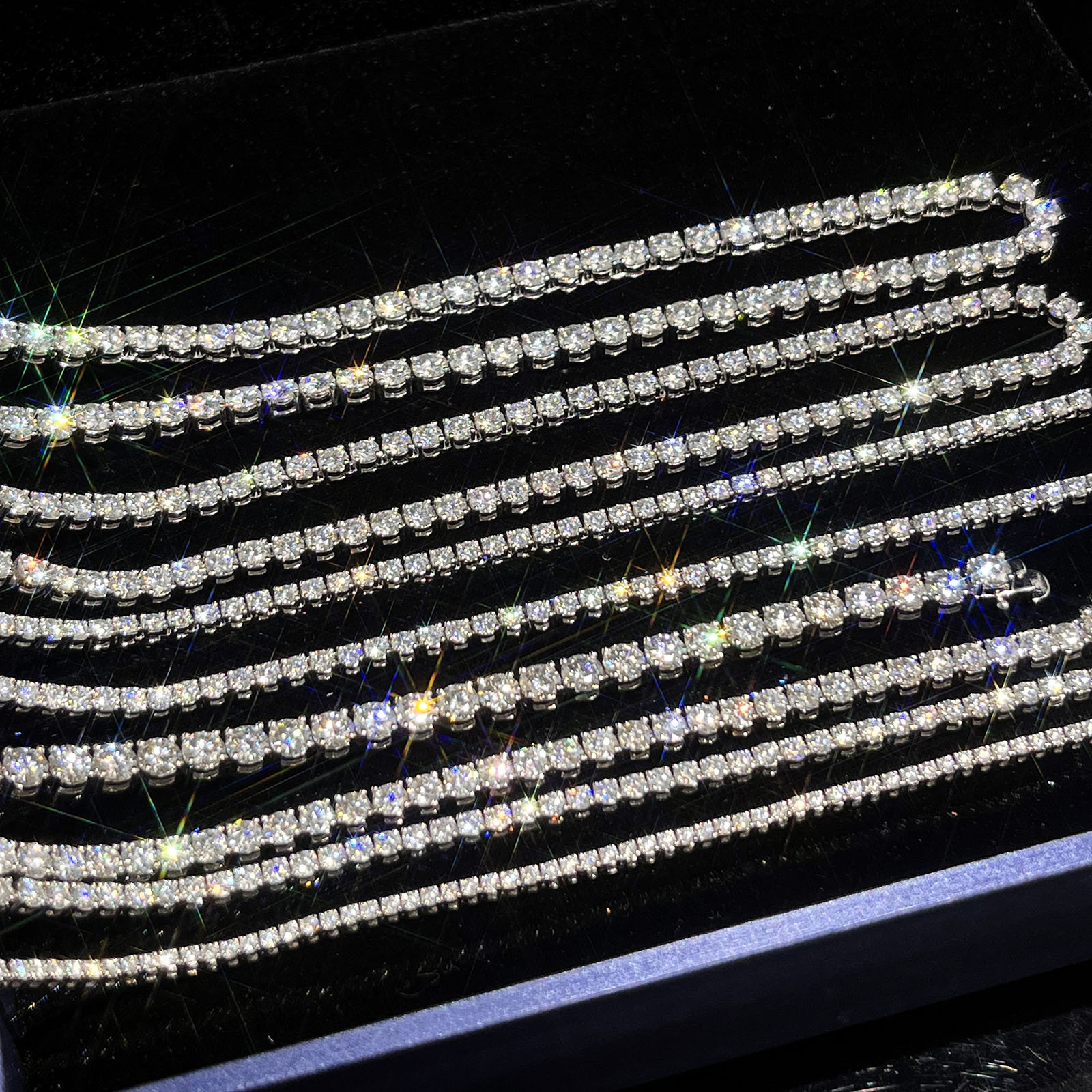 Fashion Hip-Hop Jewelry 3mm 4mm 5mm Custom Vvs Moissanite Tennis Bracelet sier Chain For Womens