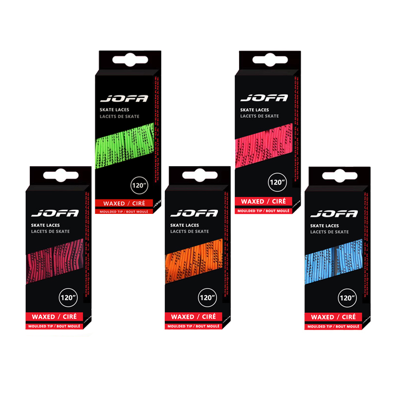 Jofa Skate Laces Hockey 84 96 108 120in Dual Layer Braid Extra Reinforced Tips Waxed Tip Design Ice Hockey Skate Hockey