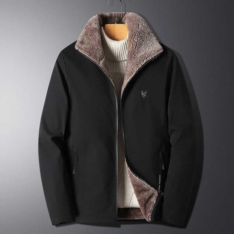 Winter outdoor Parka mens jacket thick plush sheepskin warm windproof bomber jacket mens casual wool jacket W241111