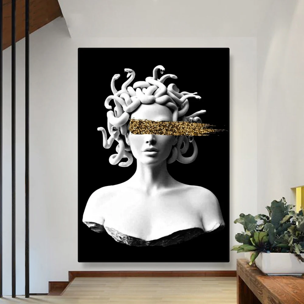 Emerald Medusa Art Poster Mythical Creature Wall Art Prints Modern Greek Mythology Canvas Painting for Gallery Home Room Decor