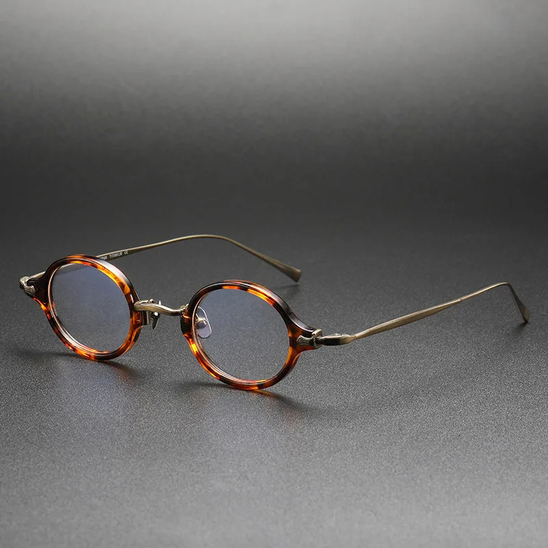 Japanese handmade KMN181 retro round acetate eyeglass frame mens glasses optical glasses blue light Gafas 241108