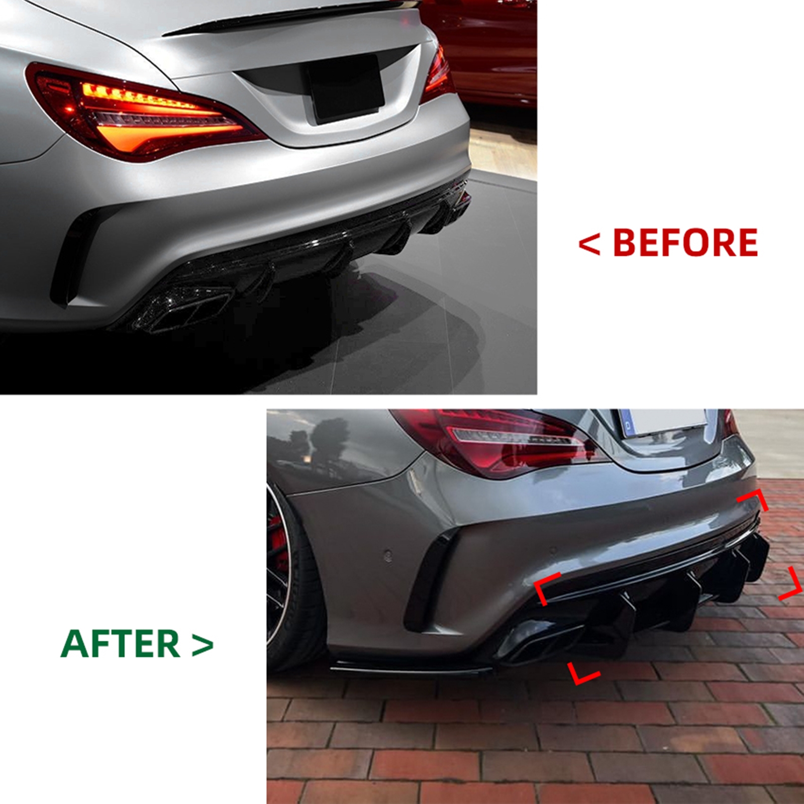 Rear Bumper Diffuser Splitter Spoiler Bracket Kit For Mercedes Benz CLA Class W117 C117 CLA45 AMG Only Sedan 2016-2019 2017 2018