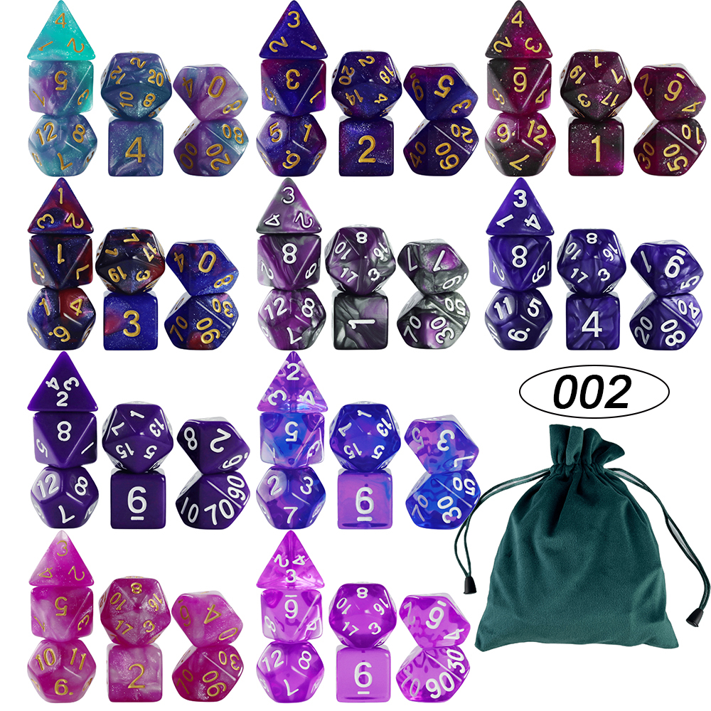 70Pcs/10Set Polyhedral Dice Set D4~D20 Multi Sides Dice with bag for DNDGame Table Board Roll Playing Games Accessories
