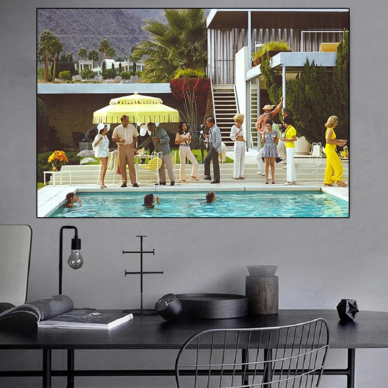 Vintage Photography By Slim Aarons Canvas Painting Poolside Glamour 1970s Poster and Print Wall Art Pictures Living Room Decor