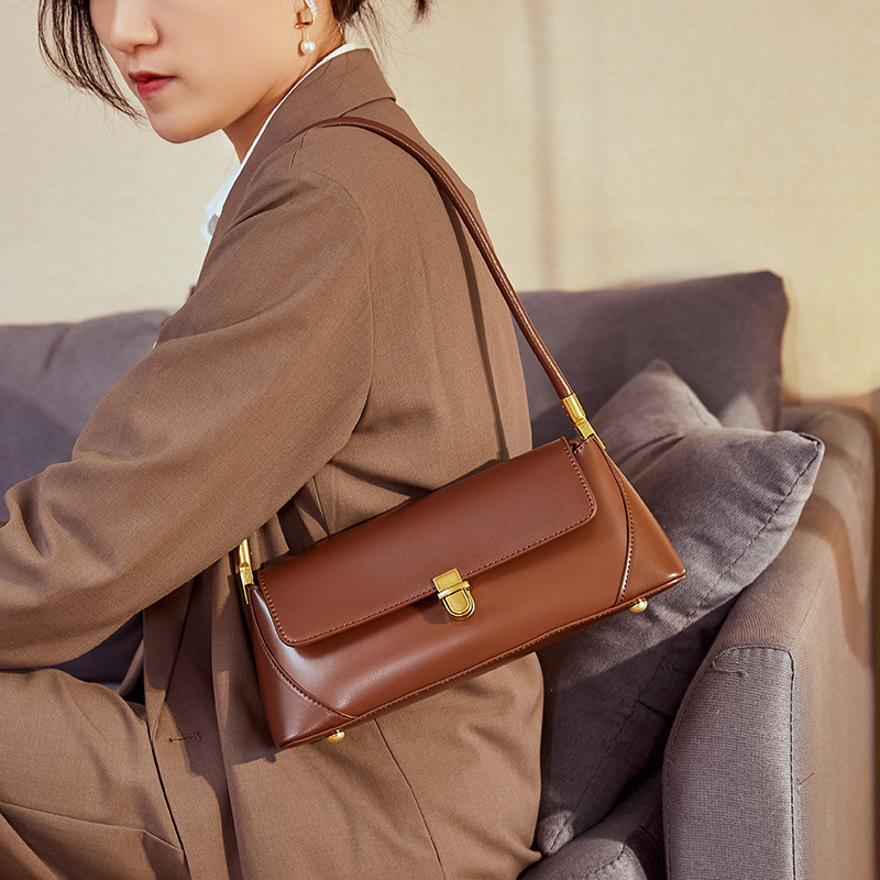 2023 New Genuine Leather Women's Underarm Bag High Quality Elegant Ladies Shoulder Bags Brands Designer Retro Female Handbags