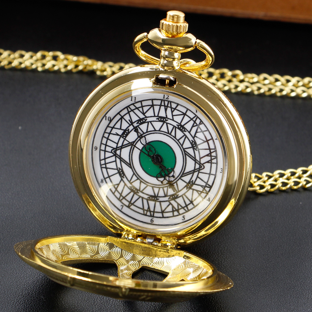 Luxury Gold Hollow Pocket Watches Eyes Design Personality Vintage Classic Quartz Pendant Pocket FOB Watch relogio masculino