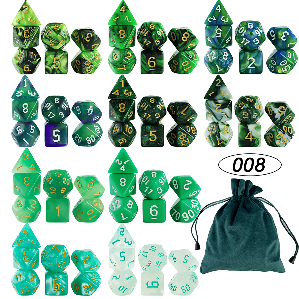 70Pcs/10Set Polyhedral Dice Set D4~D20 Multi Sides Dice with bag for DNDGame Table Board Roll Playing Games Accessories