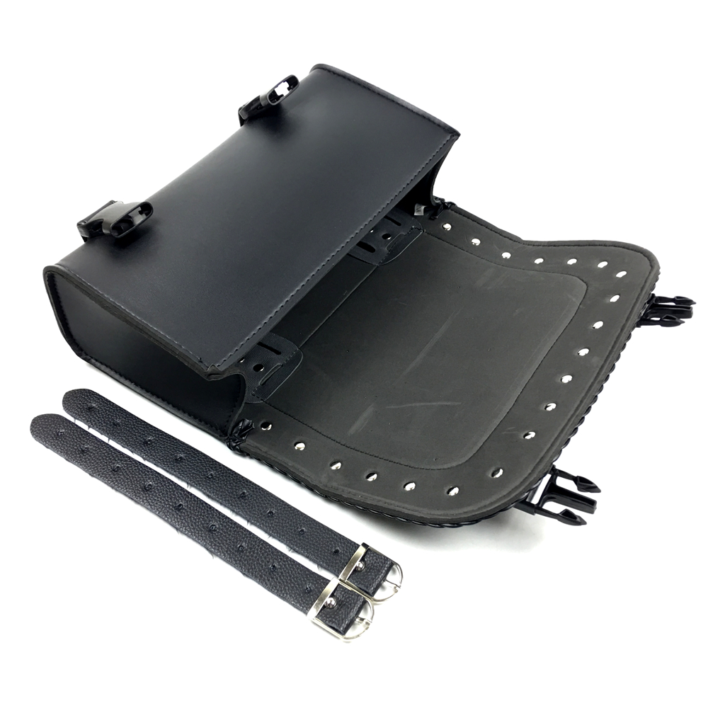 Motorcycle Front Fork Bag PU Leather Side Tool Pouch Retro Saddlebag Black Waterproof For Harley Honda Yamaha Suzuki