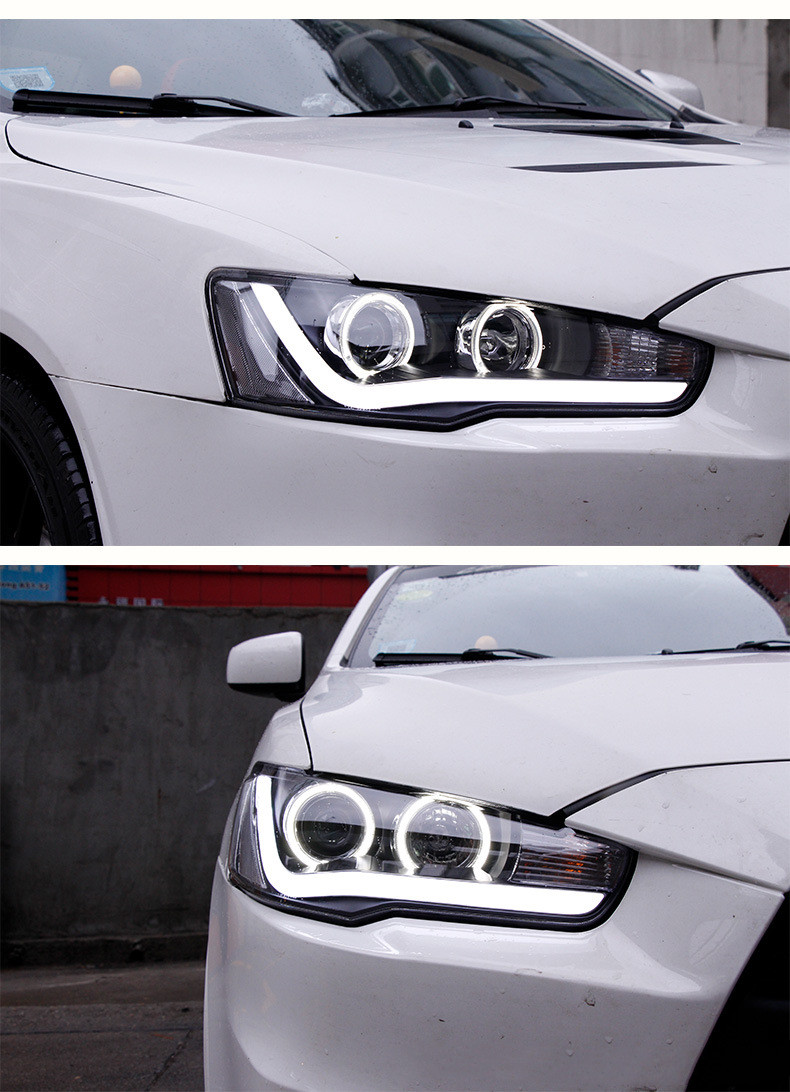 Car Headlight Assembly for Mitsubishi Lancer EVO 20 09-20 16 Front Light DRL Head Lamp LED Angel Eye Xenon Headlights