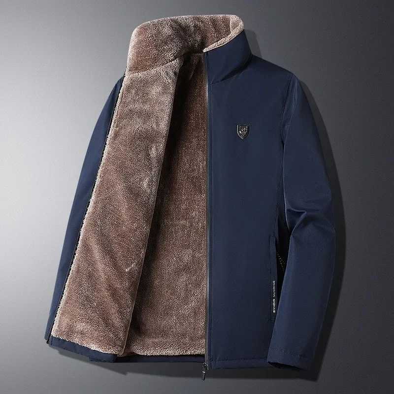 Winter outdoor Parka mens jacket thick plush sheepskin warm windproof bomber jacket mens casual wool jacket W241111