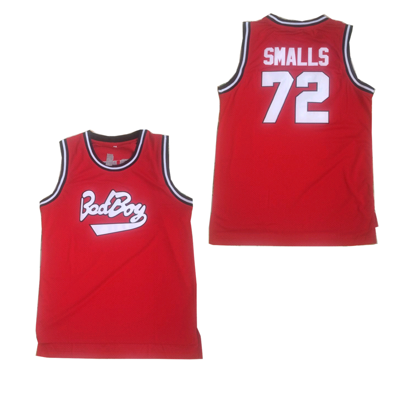 BG basketball jerseys bad boy 72 SMALLS jersey Embroidery sewing Outdoor sportswear Hip-hop movie jersey RED2020 summer