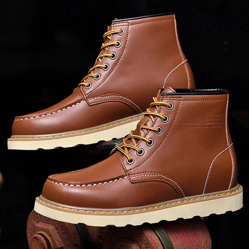 Men Boots Elevator Shoes Hidden Heels High Soft Leather Heightening Shoes For Man Increase Insole 10CM 8CM 6CM Warm Height Boots