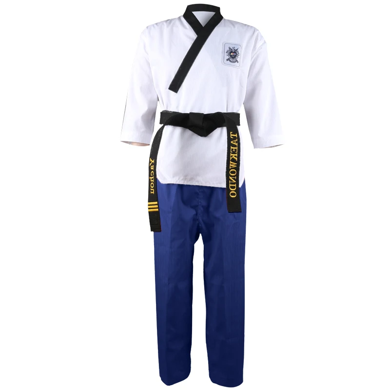 High quality black taekwondo uniform training taekwondo suits embroidery uniforms size 160-190cm smile