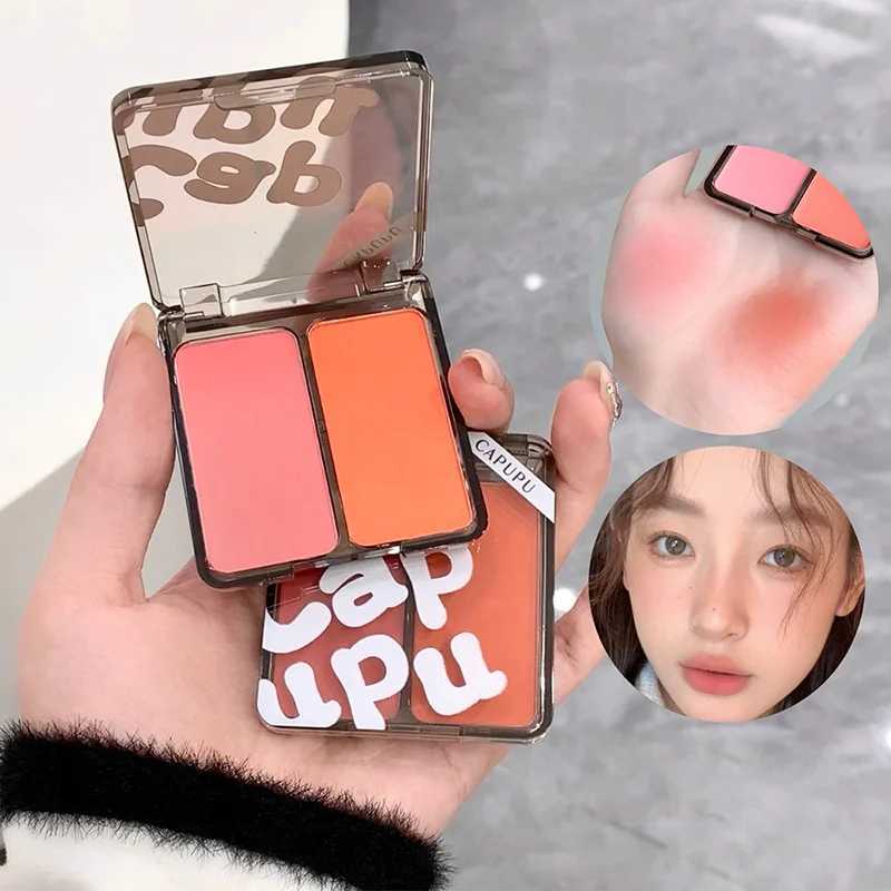 Bicolor Powder Blusher Palette Matte Natural Cheek Tint Brighten Waterproof Face Contouring Cosmetics Blush Powder Korean MakeupXJ241111