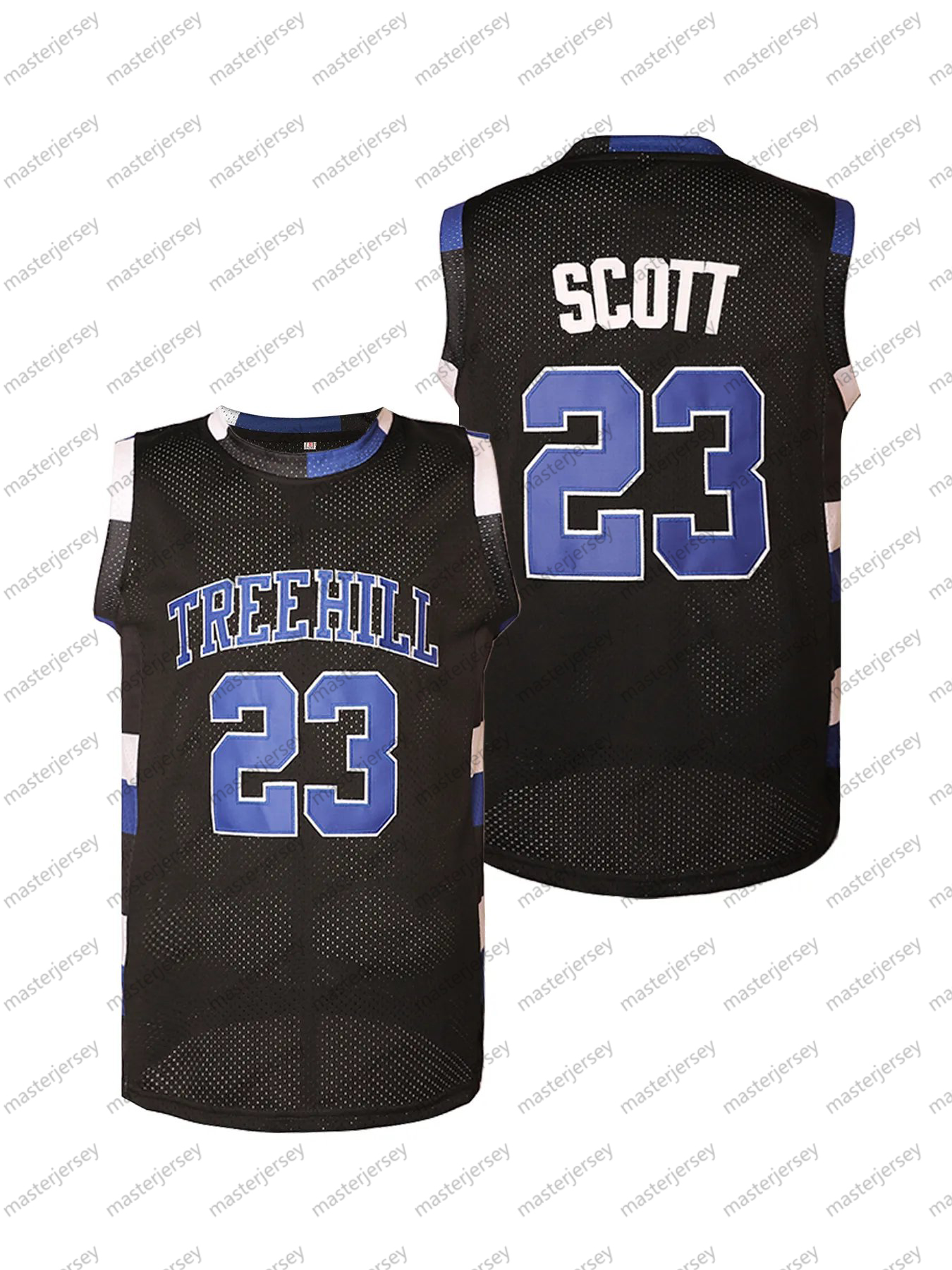 #23 SCOTT Men's Basketball Jersey Sweatshirt - Embroidered Movie Mesh Letters & Numbers, Crew Neck Sleeveless Training Vest, Loose Fit Athletic T