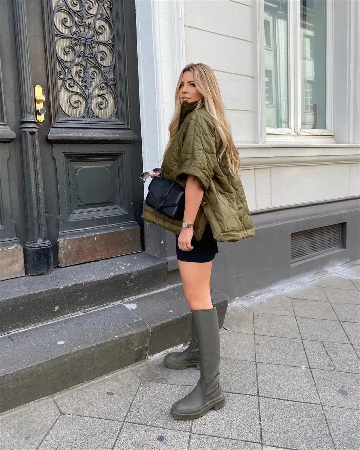 Womens Fall Winter Quilted Jacket Fashion Casual Parka High Neck Thick Pocket Zipper Coats Female Tops Streetwera Coat 241111