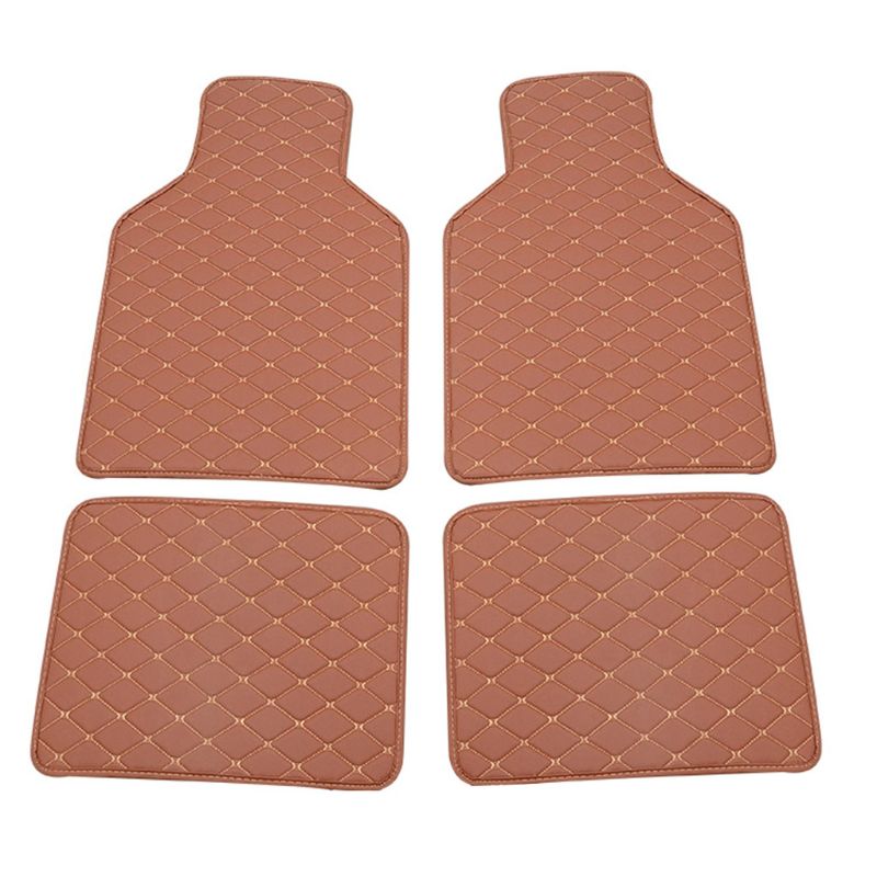4Pcs Wearproof Interior Floor Mat PU Leather Car Foot Pads Non-slip Carpets for Cars Truck SUV