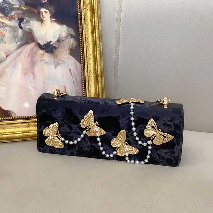 Spring summer fresh, sweet high-end one shoulder underarm bag, new Chinese style metal butterfly chain crossbody bag 241115