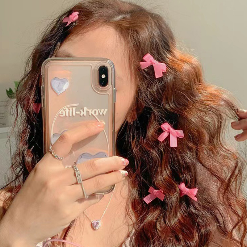 2023 Korean Sweet Pink Bow Hairpin Girl Women Y2K Hair Barrette Lolita Duckbill Clip Side Clip Headwear Hair Accessories