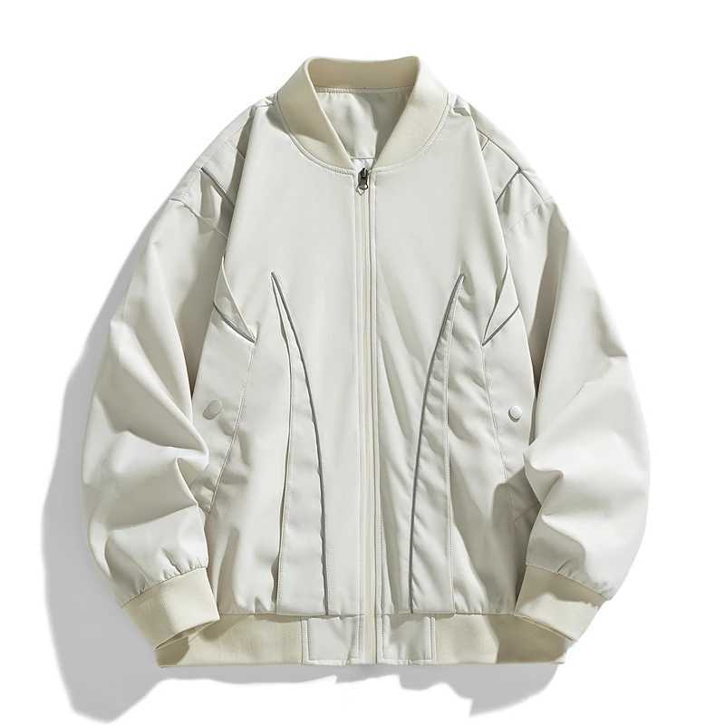 Autumn oversized bomber jacket mens reflective Article Baggy jacket fashionable Korean tight fitting jacket mens plus size top W241111