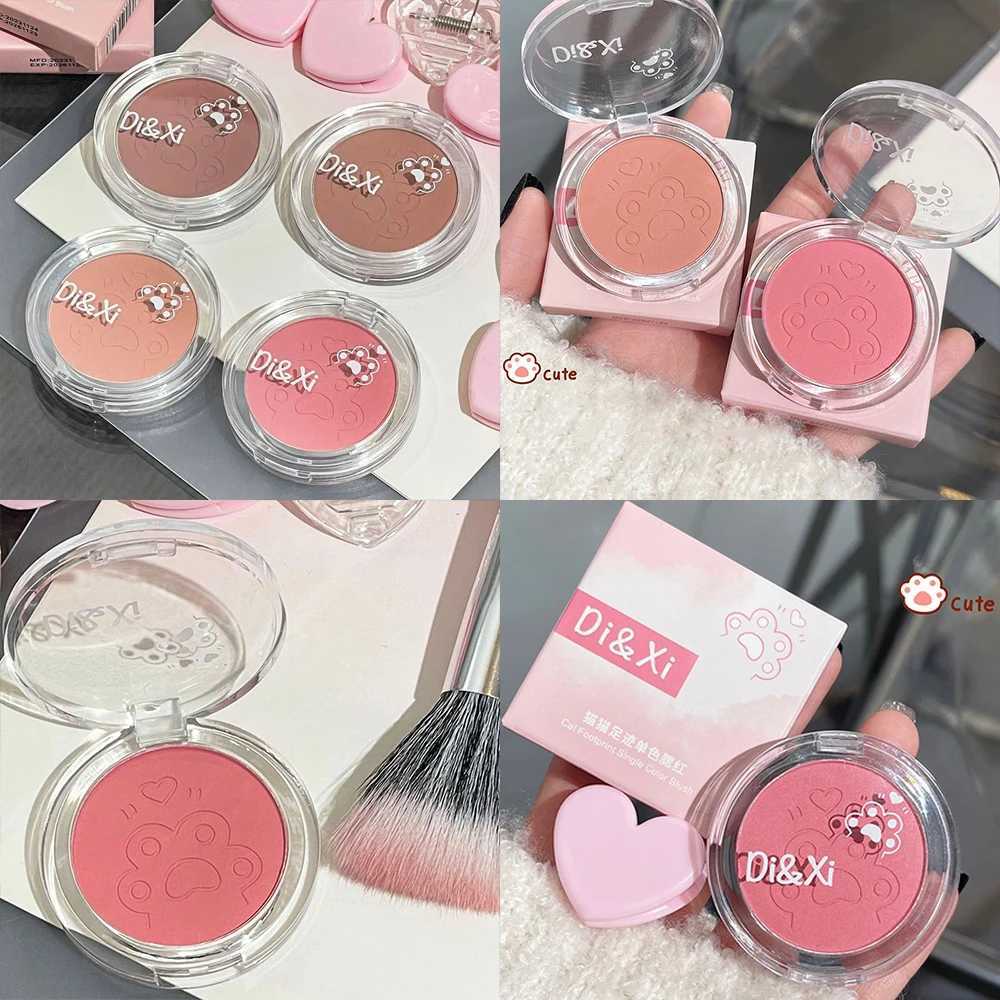 Cat Paw Powder Blusher Palette Cute Monochrome Low Saturation Blush Matte Rosewood Coral Cheek Pigment Make Up Natural ContourXJ241111