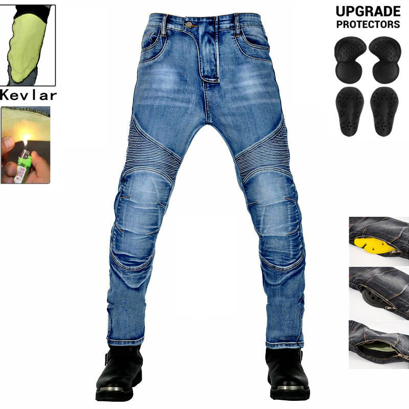 Retro Men Motorcycle Pants Aramid Motorcycle Jeans Protective Gear Riding Touring Motorbike Trousers Motocross Kevlar In Knee