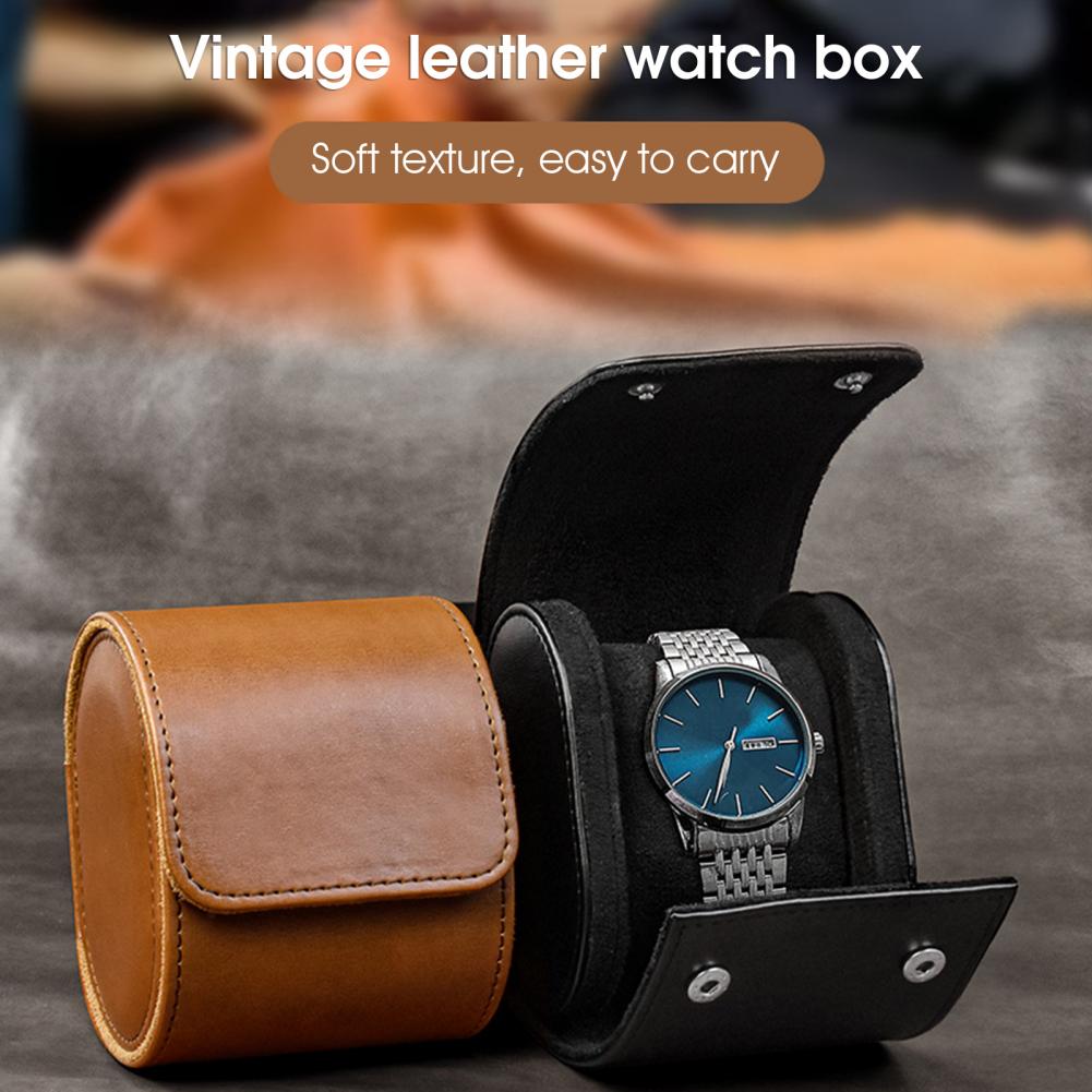 Watch Display Case Style Wear Resistant Dustproof Soft Liner Protect Watch Faux Leather Watch Storage Box with Removable Pillow