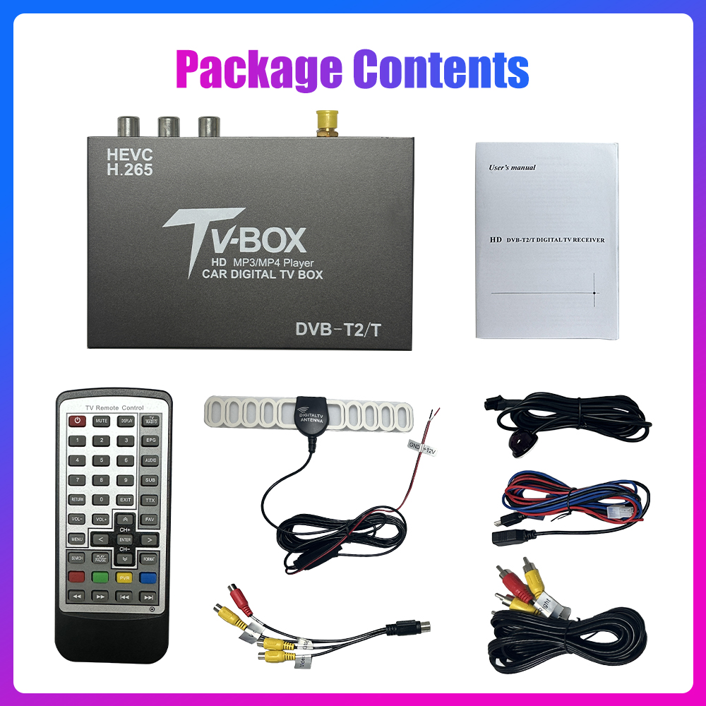 Car TV Signal Box DVB-T Auto Mobile Digital TV Box DVB-T2 HEVC H.265 Receiver TV Tuner Box Germany Europe Australia Philippines