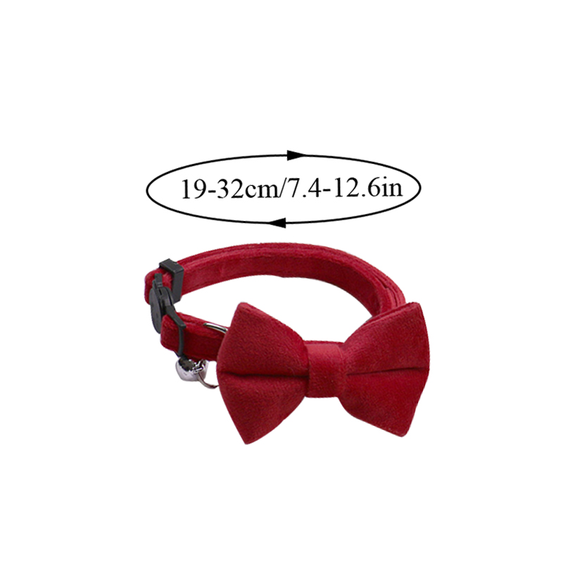 Safety Elastic Bowtie Cat Collar with Bell Adjustable Buckle Bow Tie For Small Dogs Velvet Pet Supplies Pet Accessories