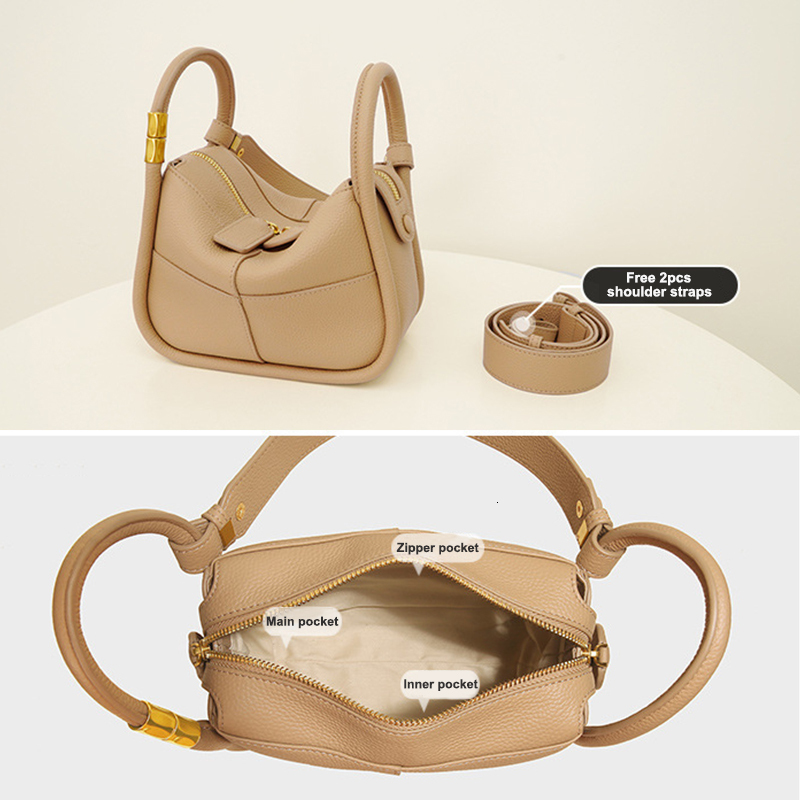 Genuine Leather Women Tote Bag New Cowhide Designer Crossbody Shoulder Bags Fashionable Female Handbags Zipper Bagvoyage