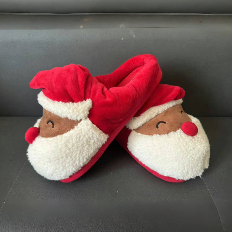 Christmas Suede Cotton Slippers For Warm Home In Autumn And Winter Thick Soled Woolen Slippers 683