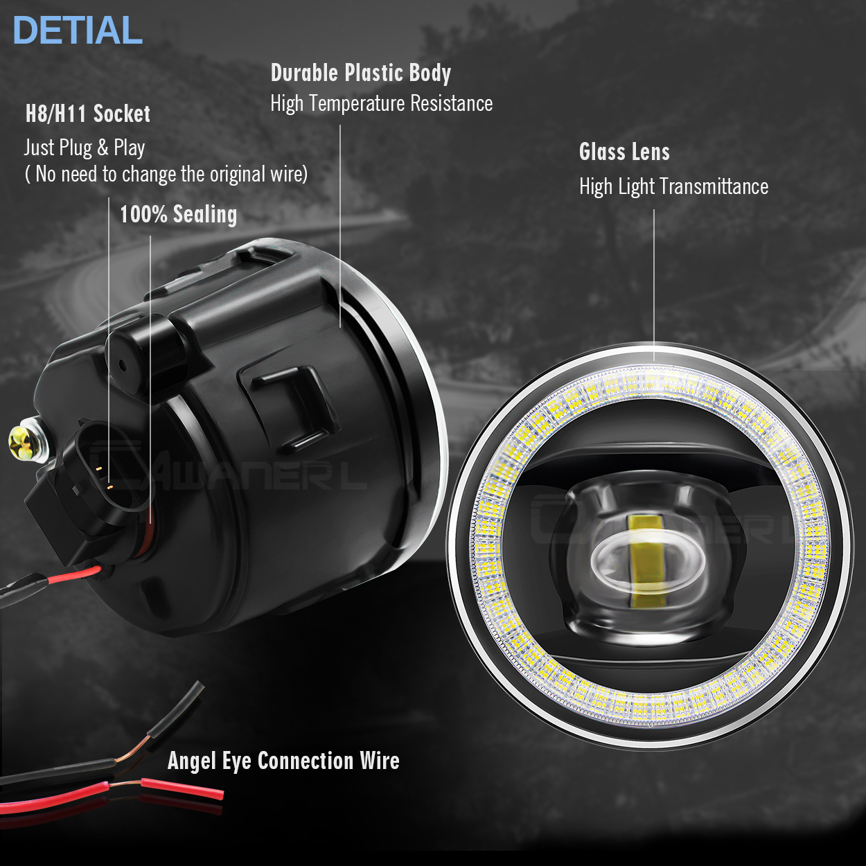 Cawanerl Car LED Bulb Fog Light H11 Angel Eye DRL Daytime Running Lamp For Nissan Note E11 MPV 2006 2007 2008 2009
