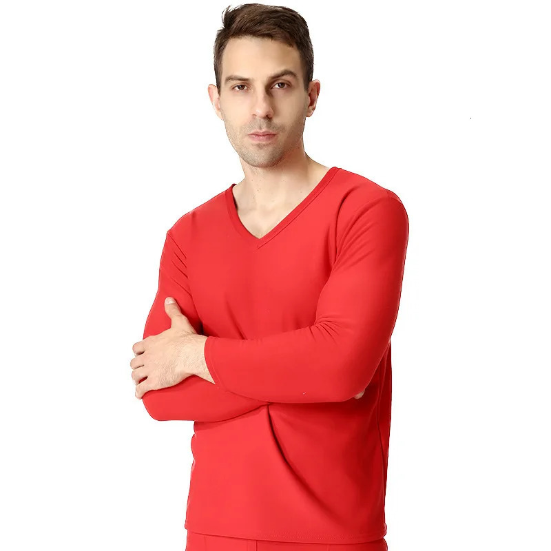 Winter Fleece Thicken Tops Large Size 6XL 7XL 8XL 9XL Mens Thermal Underwear V Neck Long Sleeve Black Wine Red Cotton 241111