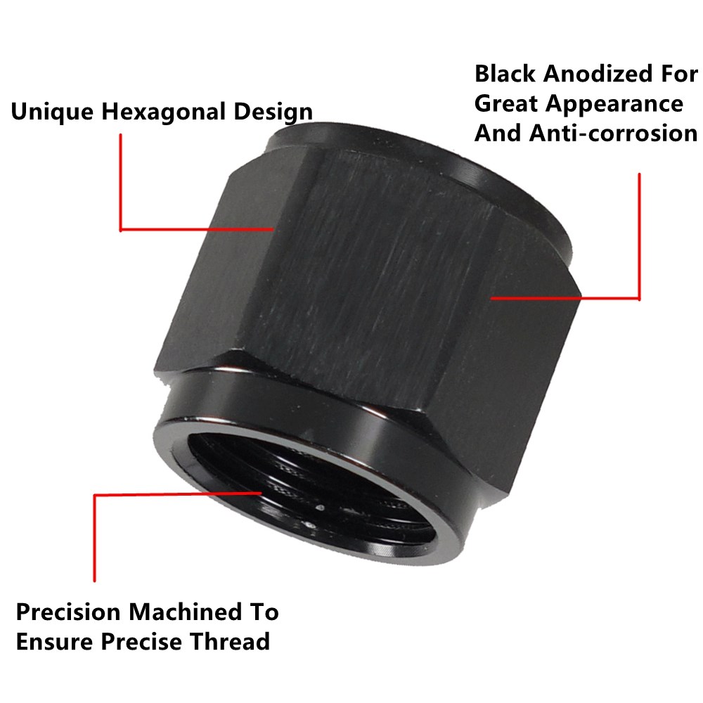 1Pcs High Quality Hex Head Port AN4 AN6 AN8 AN10 AN12 Adapter Female Flare End Cap Plug Tube Fitting Aluminum Black