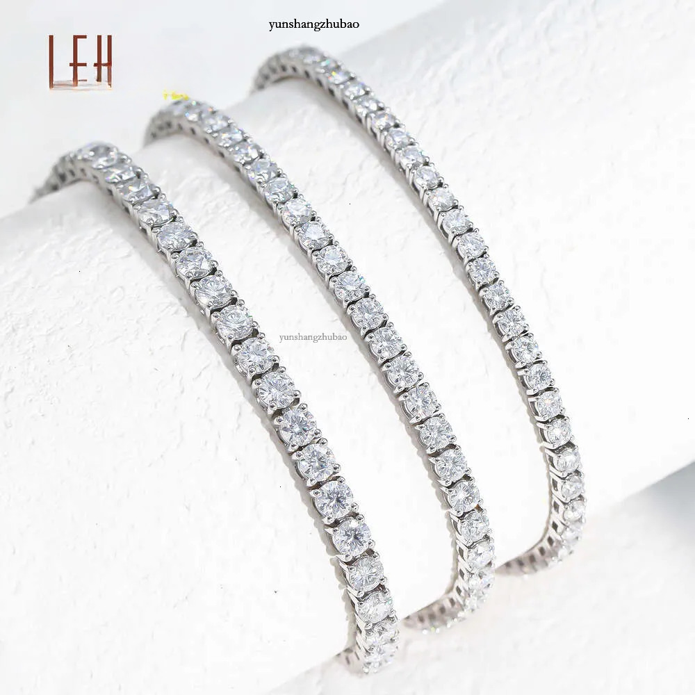White Real Gold 3mm Round Brilliant Cut lab Created Dia Womens Moissanite Tennis Bracelet